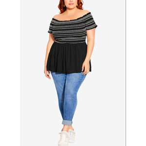 City Chic Plus Size Stitch Detail Top | Size 18